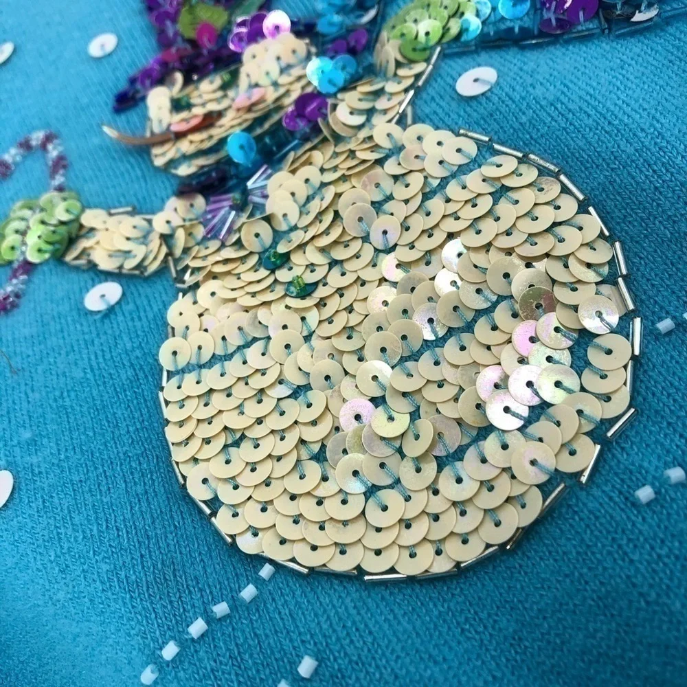 Field Gear Women's S Petite Blue Snowman Sequin Long Sleeve Round Neck Sweater - Picture 4 of 12